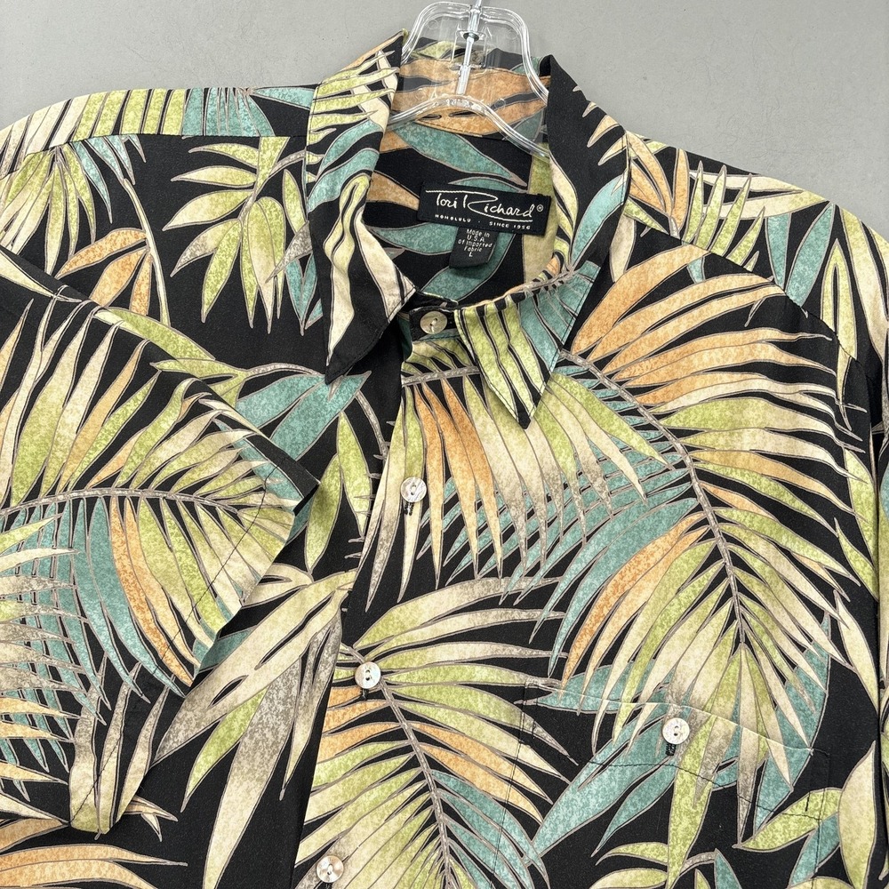 Tori‎ Richard Shirt Mens Large Multicolor Palm Hawaiian Button Up Short Sleeve
